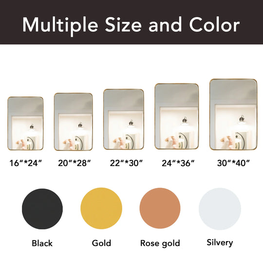 Modern Rounded Rectangle Metal Frame Wall Mirror