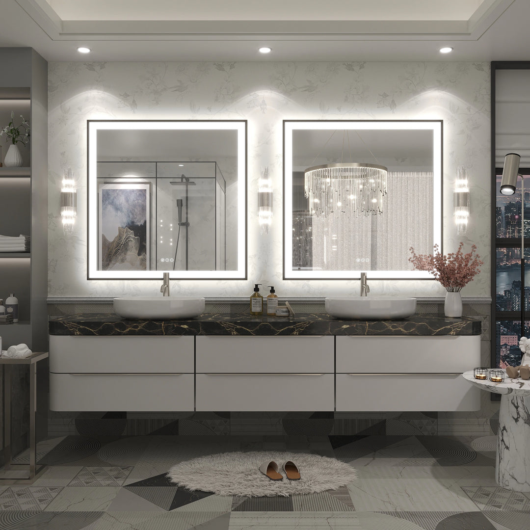 Extra Large Black Frame LED Bathroom Vanity Mirror with 3 Years Warranty and UL Certified