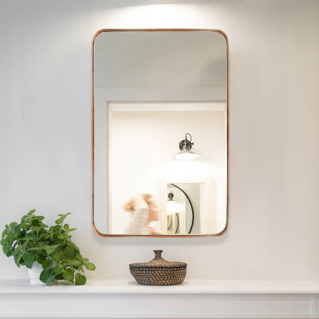 Modern Rounded Rectangle Metal Frame Wall Mirror