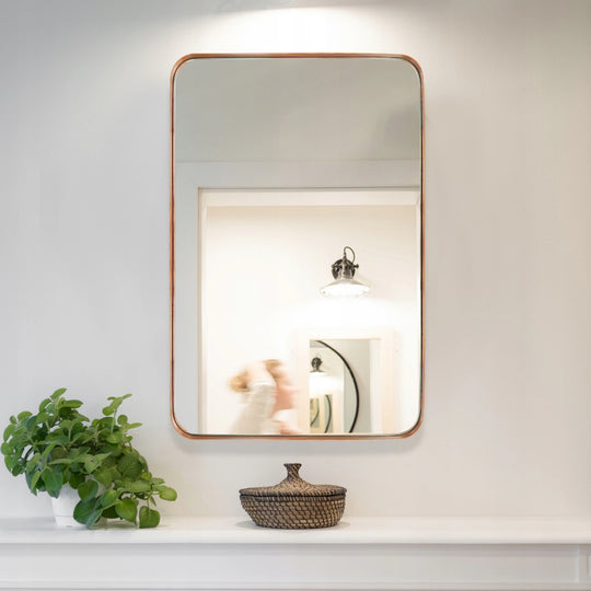 Modern Rounded Rectangle Metal Frame Wall Mirror
