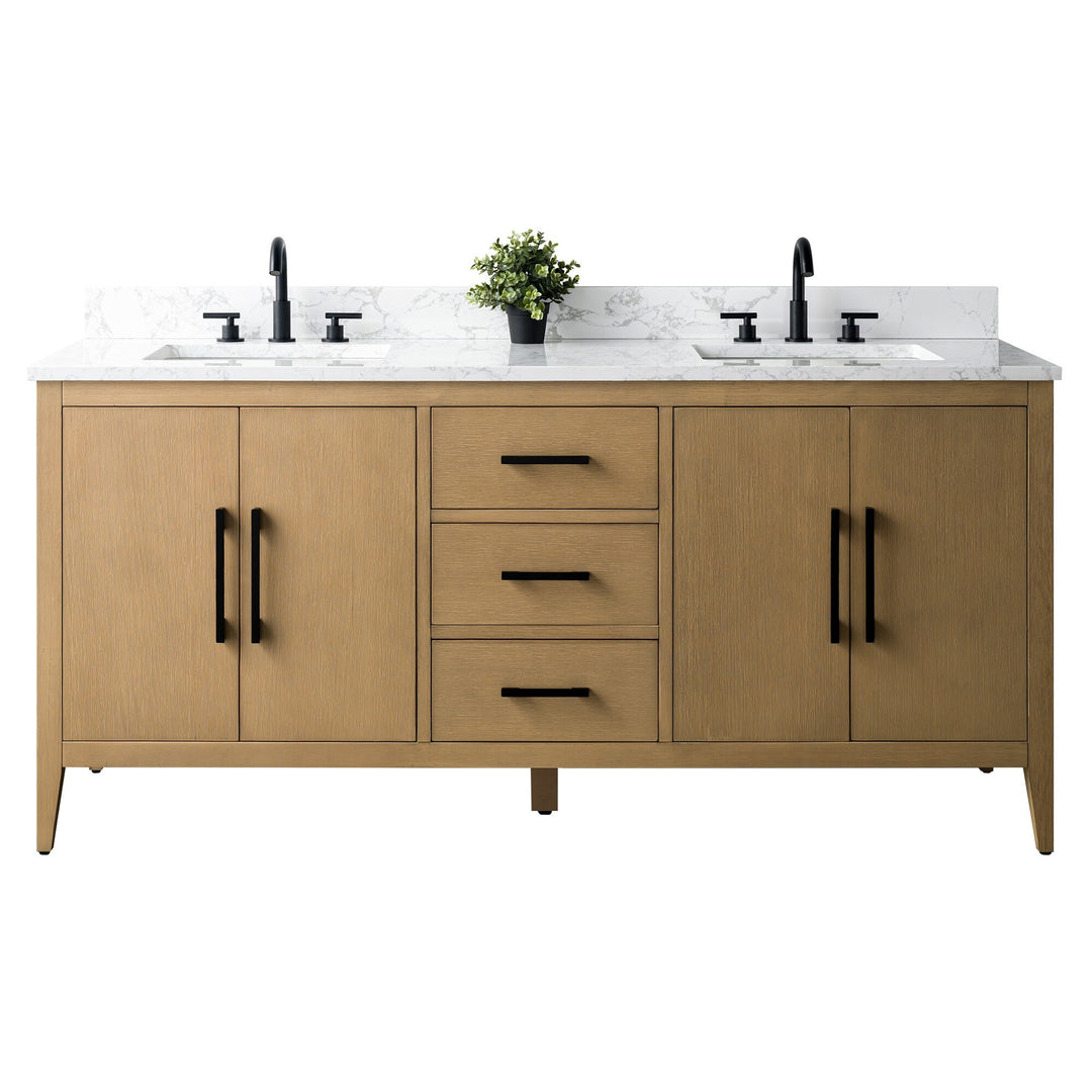 72" Double Sink Bathroom Vanity Cabinet with Engineered Marble Top
