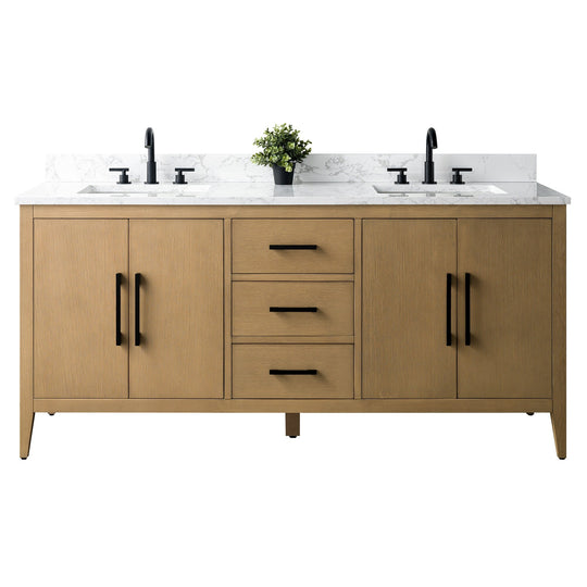 72" Double Sink Bathroom Vanity Cabinet with Engineered Marble Top