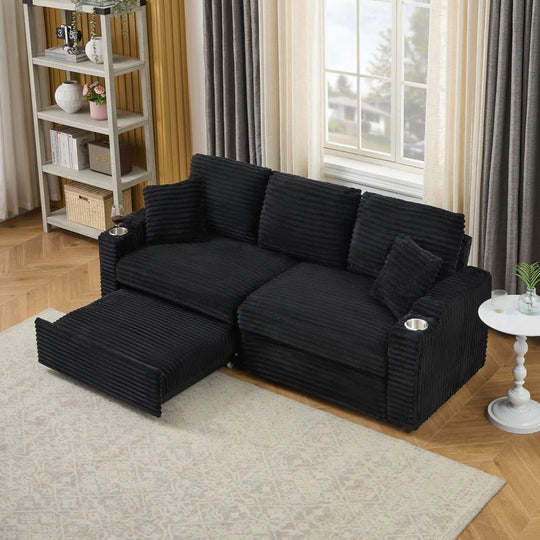 80" Cordylona Sofa, Cup Holder, Ottoman Storage
