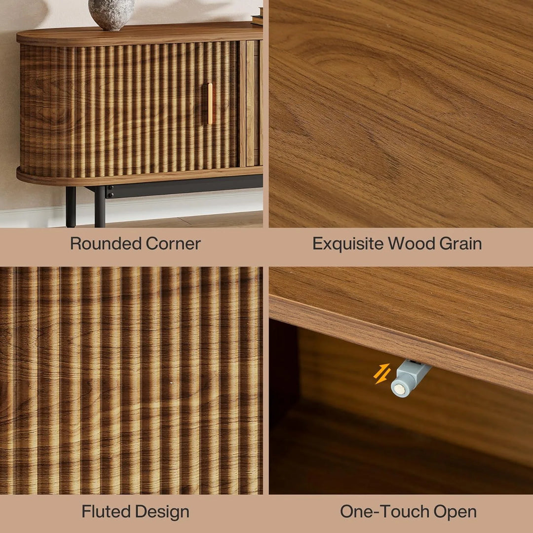 70" TV Console, Mid-Century Modern Media Entertainment Center for Tvs up to 80" - 70" W X 15.75" D X 23.62" H