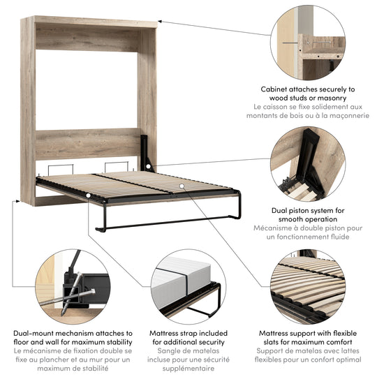 Pur 65W Queen Murphy Bed for Multipurpose Room by