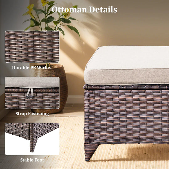 Outdoor Patio Sofa Swivel Chair with 6-Inch Thick Cushions Set