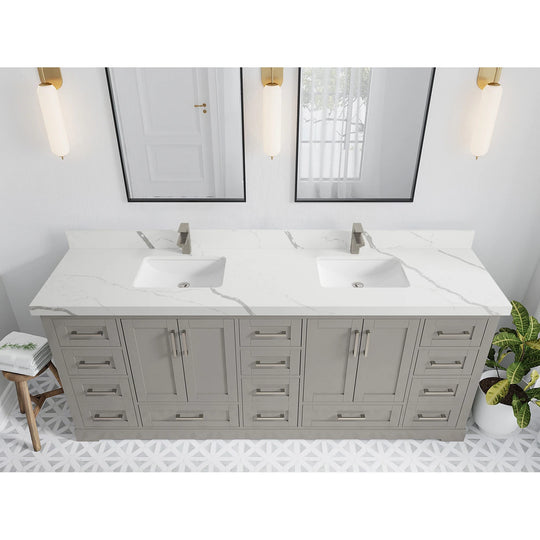 Willow Collection 84 in W X 22 in D X 36 in H Boston Double Bowl Sink Bathroom Vanity with Countertop