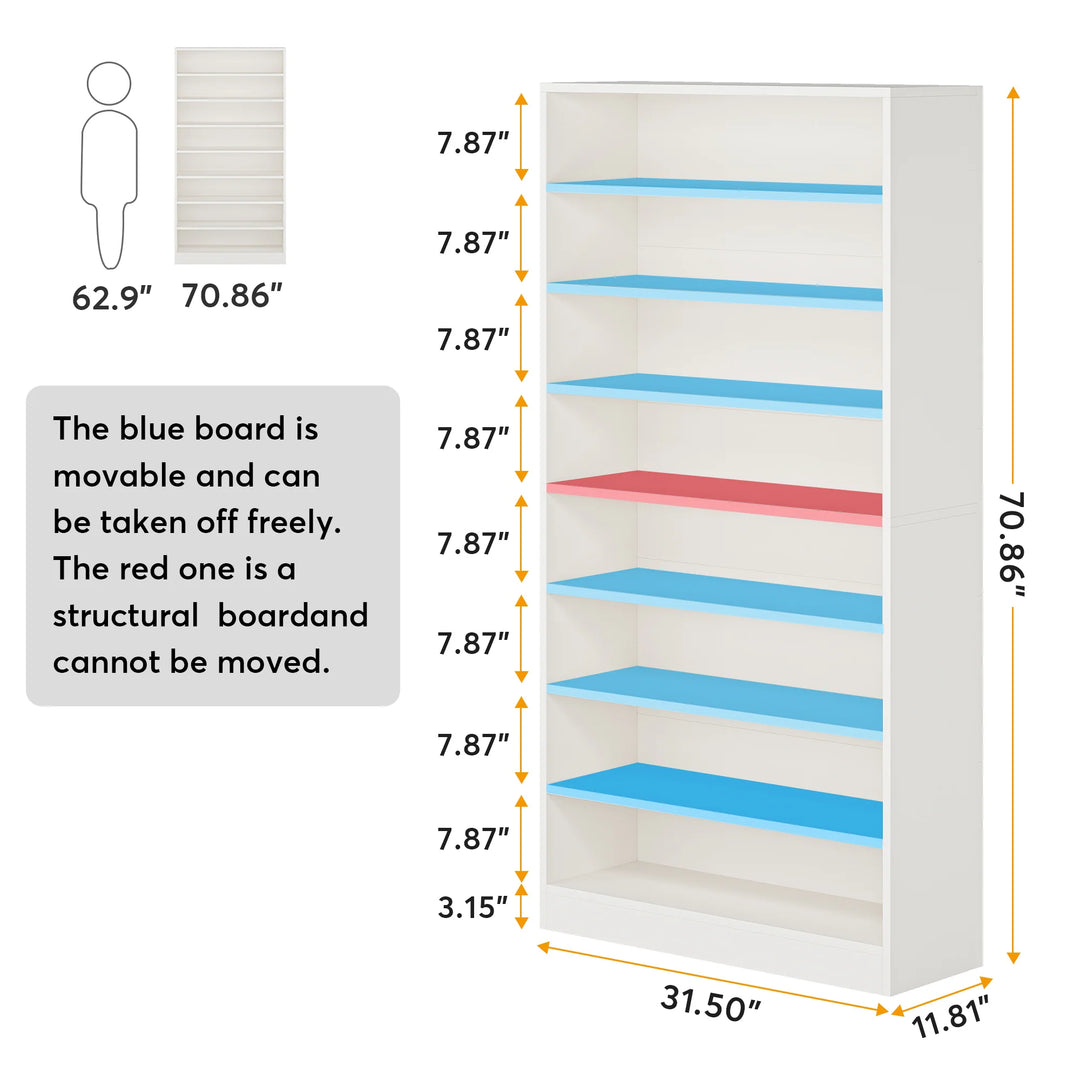 9 Tiers Shoe Cabinet 40-45 Pairs Heavy Duty Wood Freestanding Shoe Storage Cabinet with Open Storage for Entryway