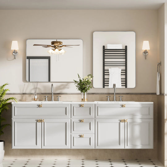 Modern Rounded Rectangle Metal Frame Wall Mirror
