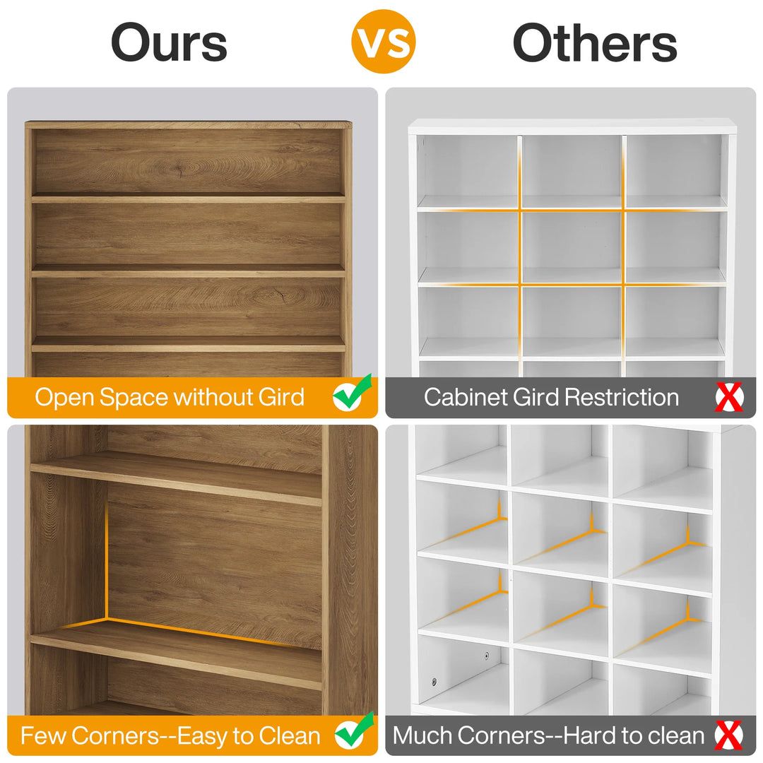 9 Tiers Shoe Cabinet, 40-45 Pairs Heavy Duty Wood Freestanding Shoe Storage Cabinet