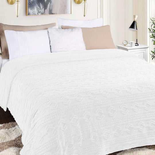 Arctic Boho Jacquard Plush Fluffy Fleece Blanket