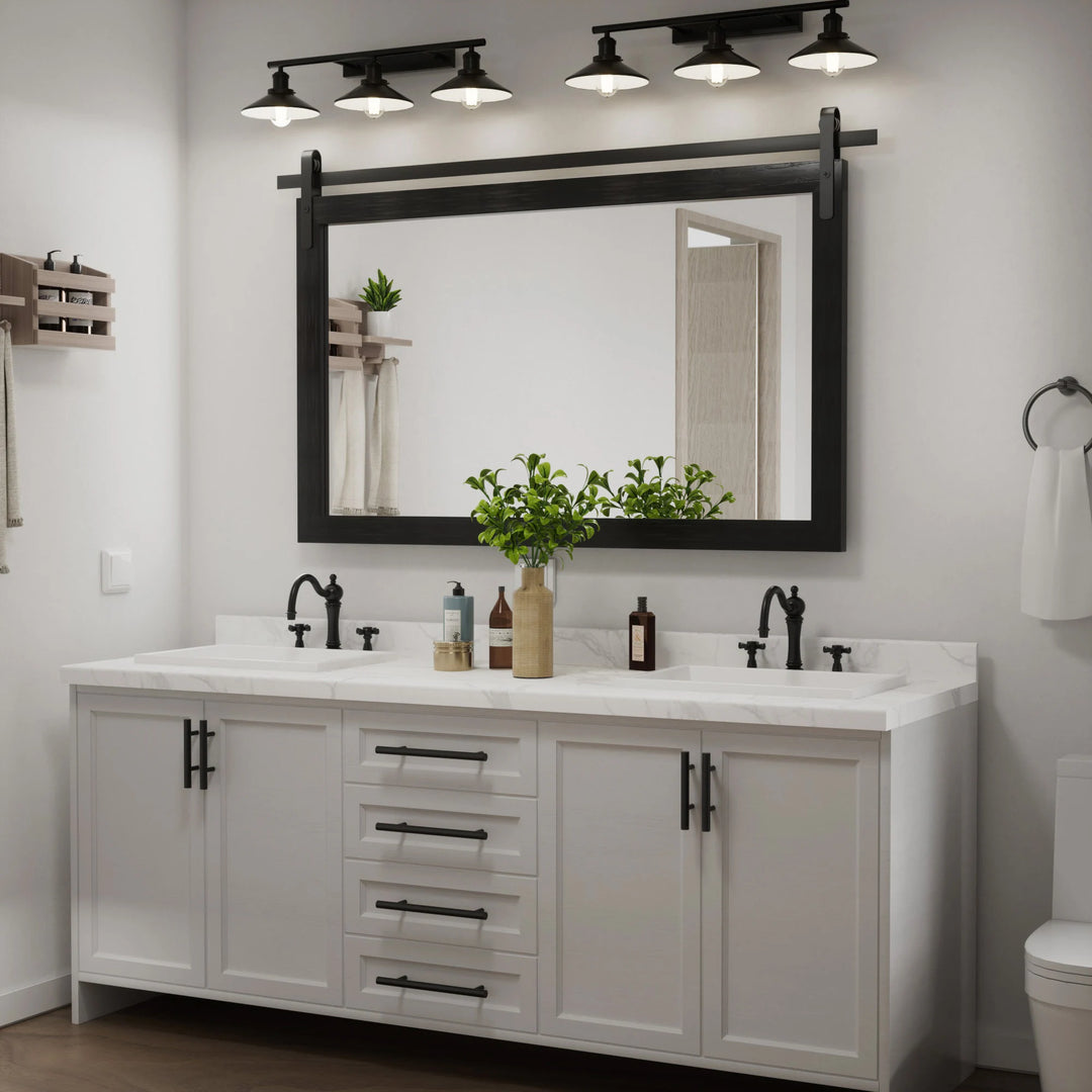 Farmhouse Barn Door Solid Wood Frame Bathroom Vanity Wall Mirror