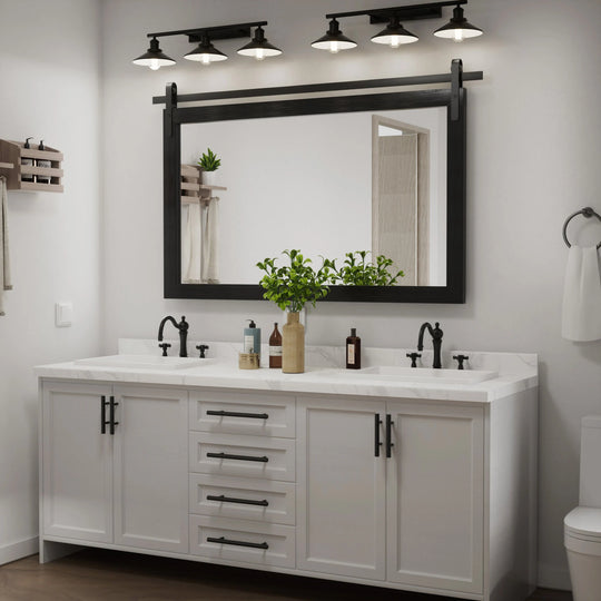 Farmhouse Barn Door Solid Wood Frame Bathroom Vanity Wall Mirror