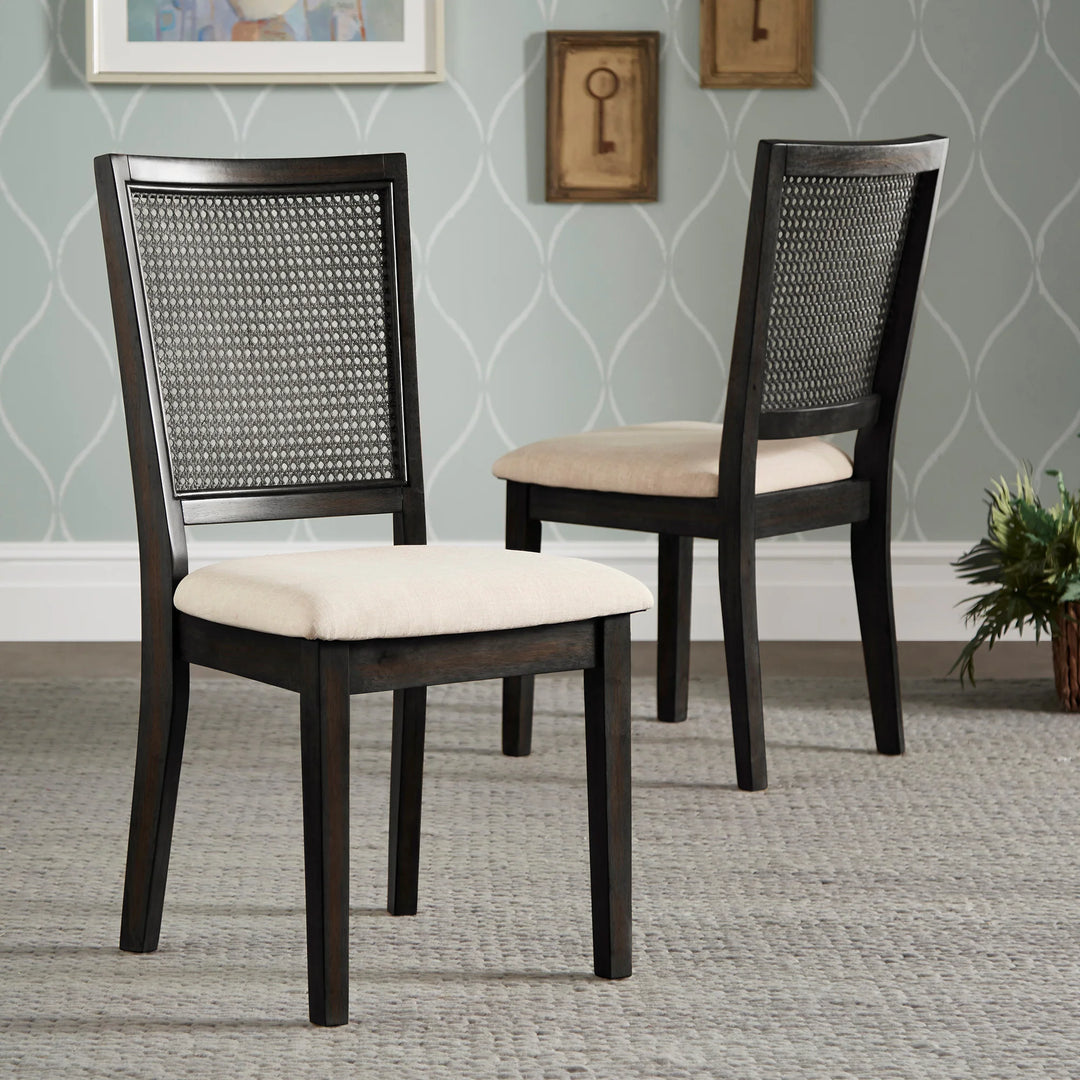 Eleanor Beige Linen Rattan Dining Chairs (Set of 2) by  Classic