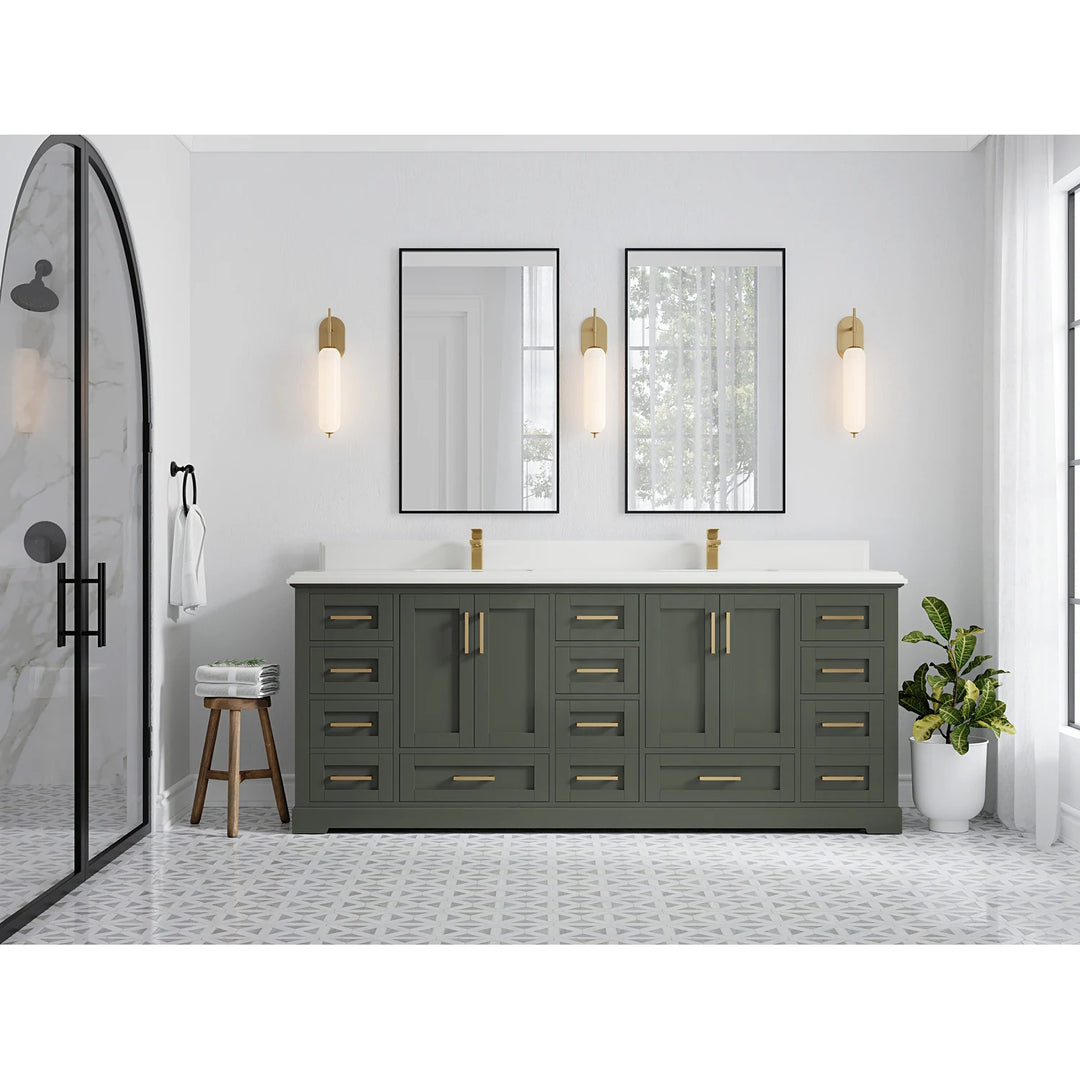 Willow Collection 84 in W X 22 in D X 36 in H Boston Double Bowl Sink Bathroom Vanity with Countertop
