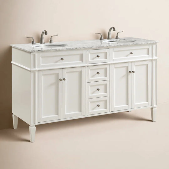Rivers 60'' Double Bathroom Vanity with Marble Top