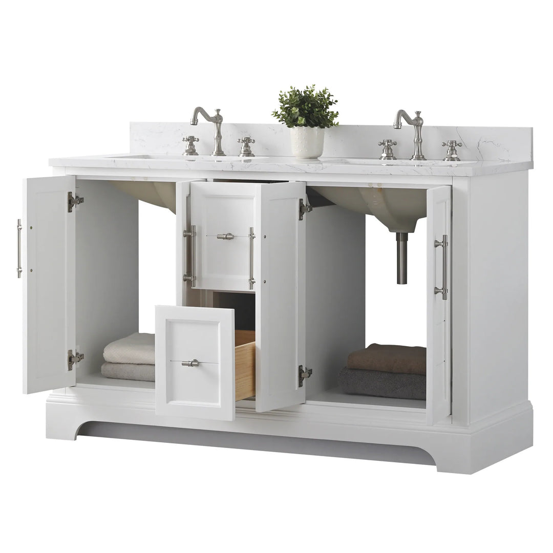 54" Double Sink Bathroom Vanity with Top & Backsplash