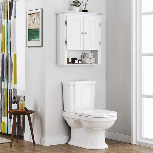 Bathroom Cabinet Wall Mounted, Wood Hanging Cabinet, Wall Cabinets with Doors and Shelves over the Toilet for Bathroom