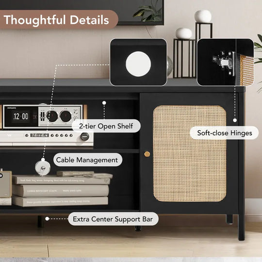 62" Bohemian TV Stand Modern Media Console Entertainment Center
