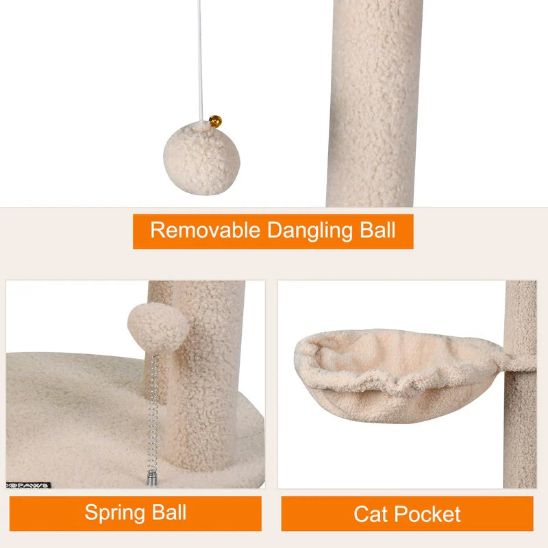 34-In Faux Fur Top Perch Cat Tree & Condo, Sage Green