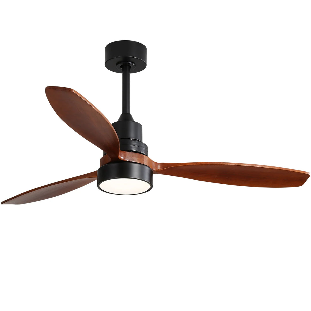 Sofucor 42"/48"/ 52"/60"Noiseless Walnut Wood Ceiling Fan with Remote Control, Integrated Light Optional