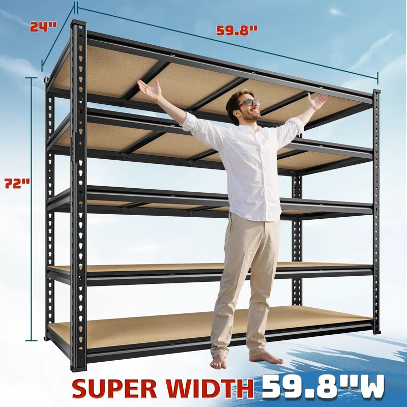 Extra Wide Heavy Duty Storage Shelves - Adjustable Garage Shelving Unit, Large Capacity, Tool-Free Assembly