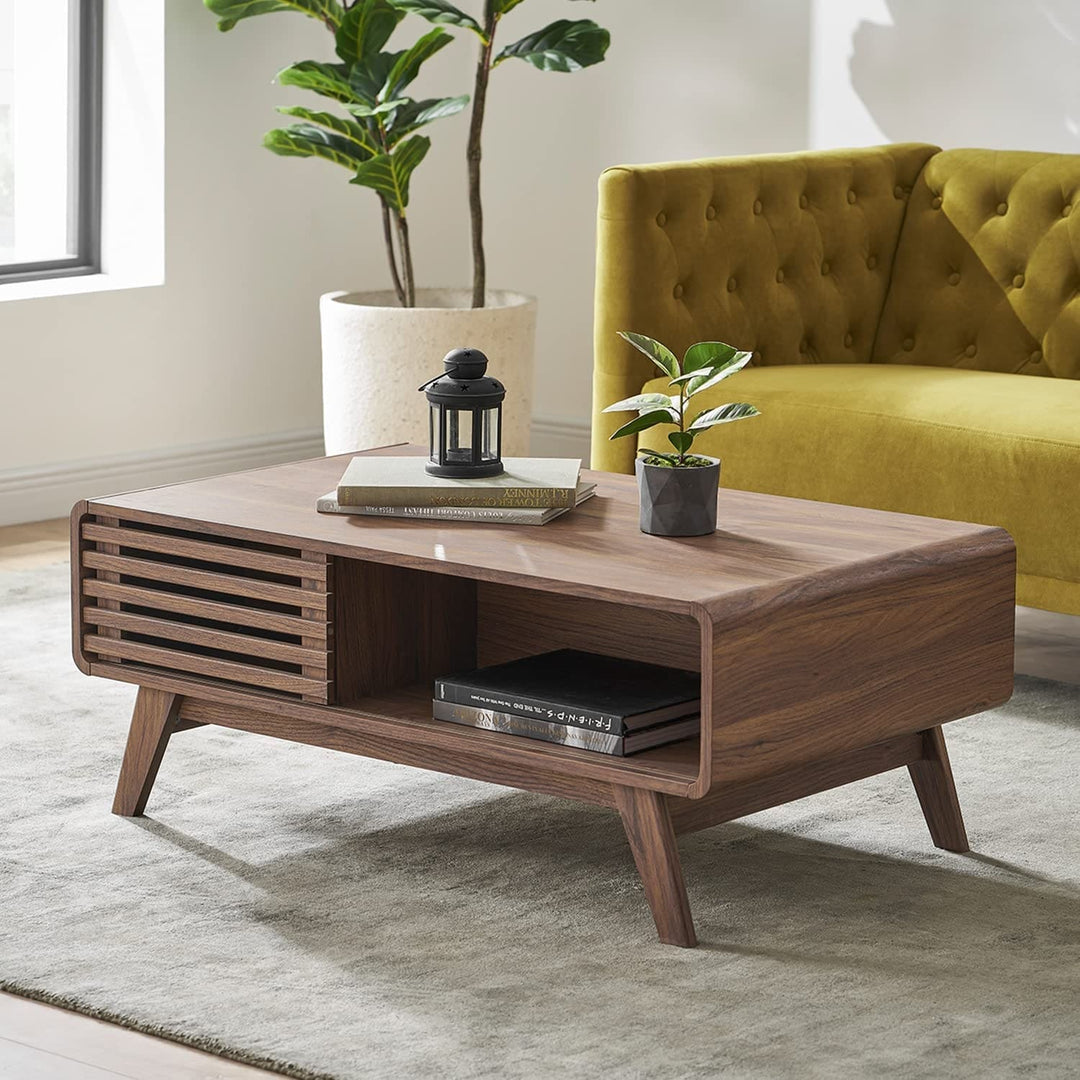 Mopio Ensley Mid-Century Modern Coffee Table with Dual Side Storage, Centerpiece for Your Living Room
