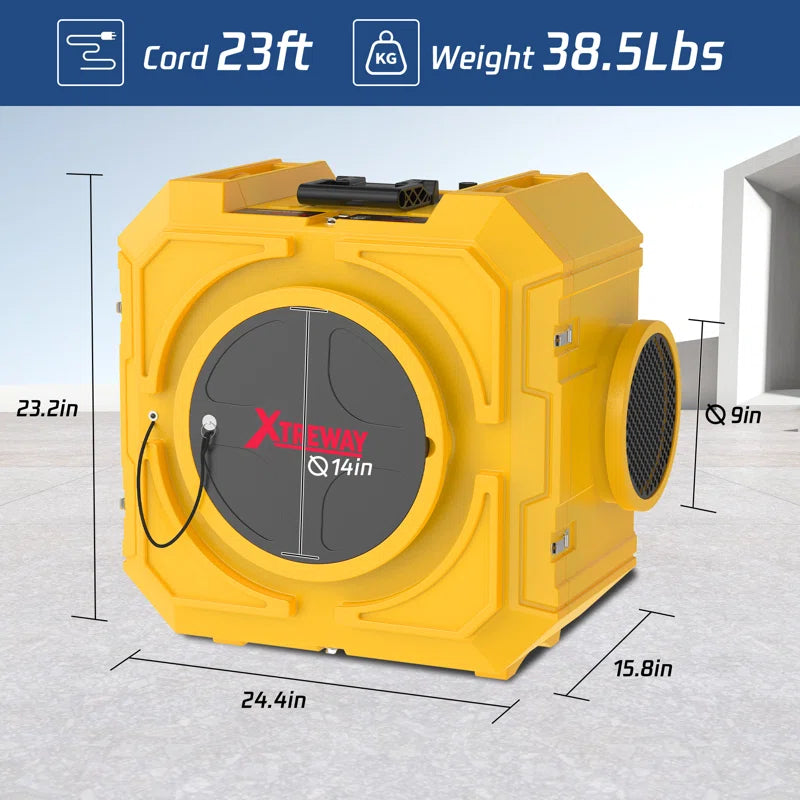 24.4 Inch Negative Air Machine & Air Scrubber with UV-C Light, 3-Stage HEPA Filtration for Mold Remediation, Variable Speed and Low-Noise Operation