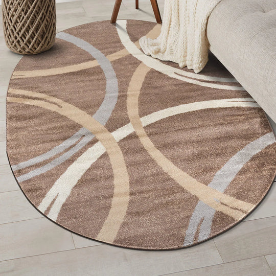 Contemporary Abstract Circles Design Area Rug