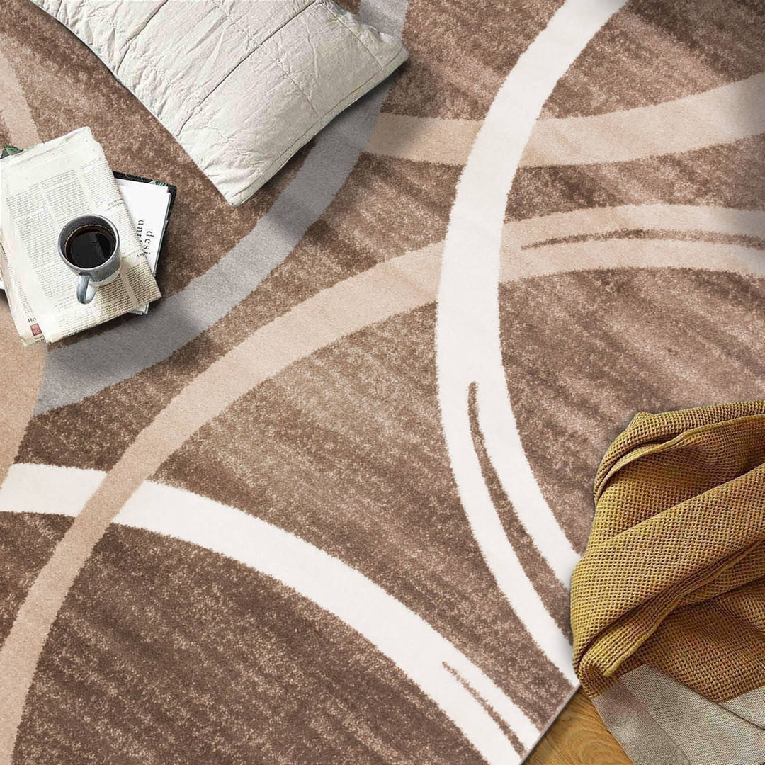 Contemporary Abstract Circles Design Area Rug