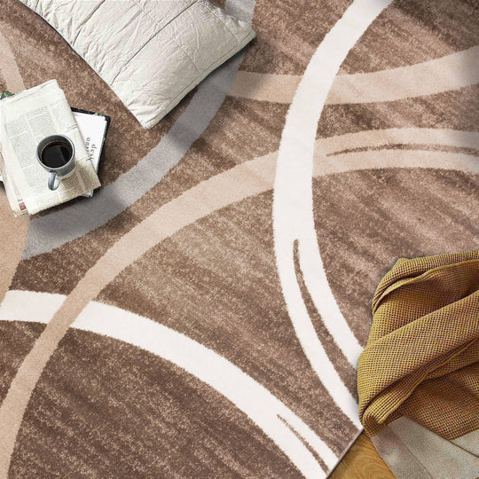 Contemporary Abstract Circles Design Area Rug