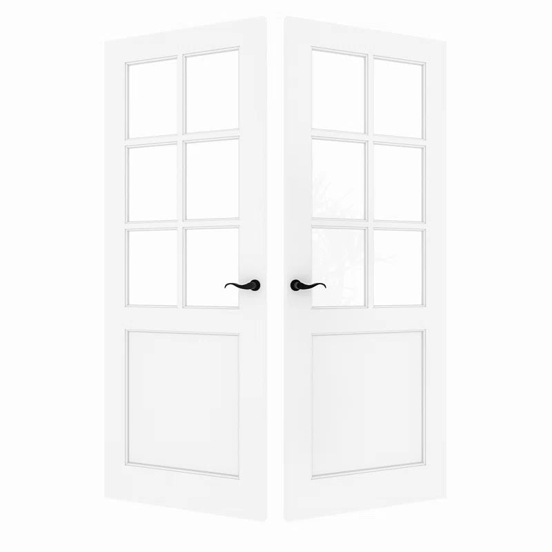 Interior Transparent Glass Doors Solid Wood French Door with Hardware Kit Jamb