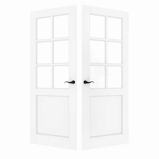 Interior Transparent Glass Doors Solid Wood French Door with Hardware Kit Jamb