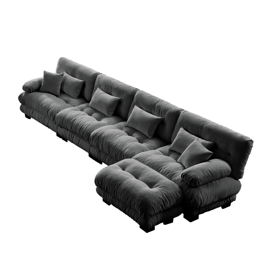Luxury Chenille Modular Upholstered Sectional Sofa Couch with Convertible Ottoman