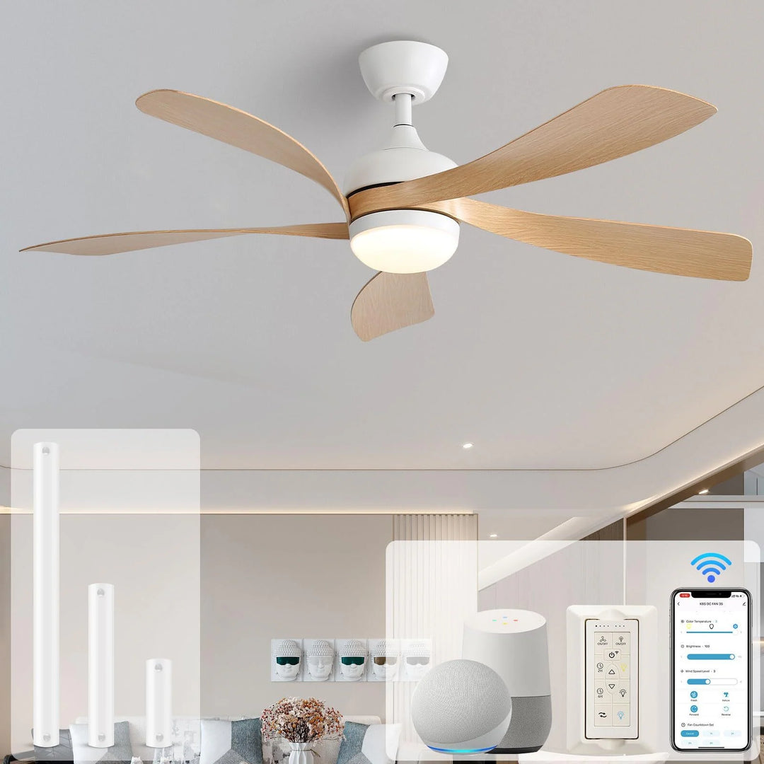 Sofucor 45/52 Inch Ceiling Fan with Remote & Lights Quiet DC Motor 5 Blade High CFM Modern Fan