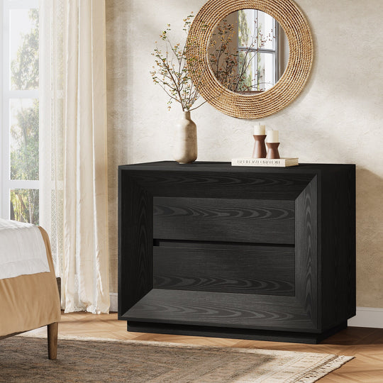 Oversized Wide Nightstand Set of 2, 35.4" Large Night Stand with Drawers