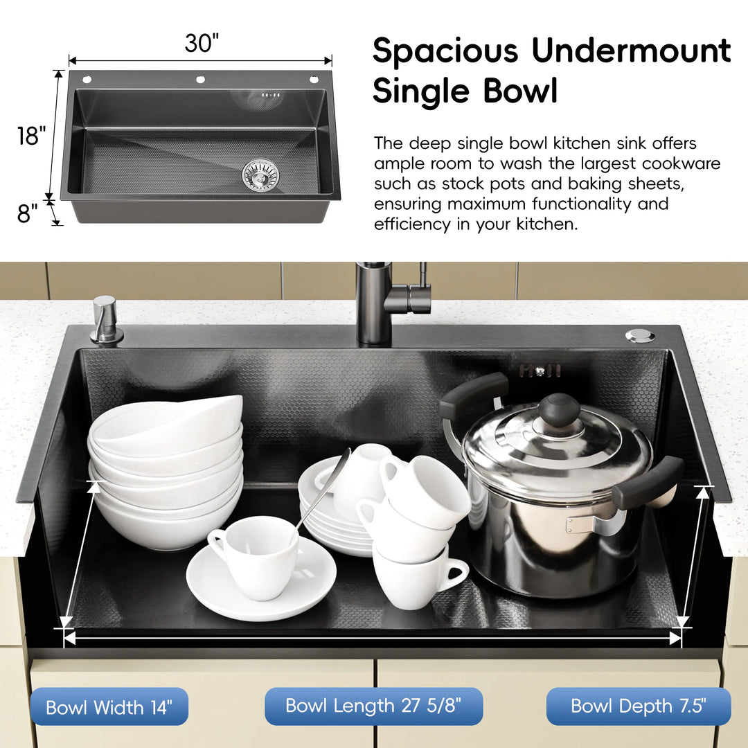 Drop-In/Undermount Single Bowl Stainless Steel Kitchen Sink