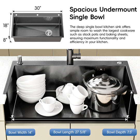 Drop-In/Undermount Single Bowl Stainless Steel Kitchen Sink