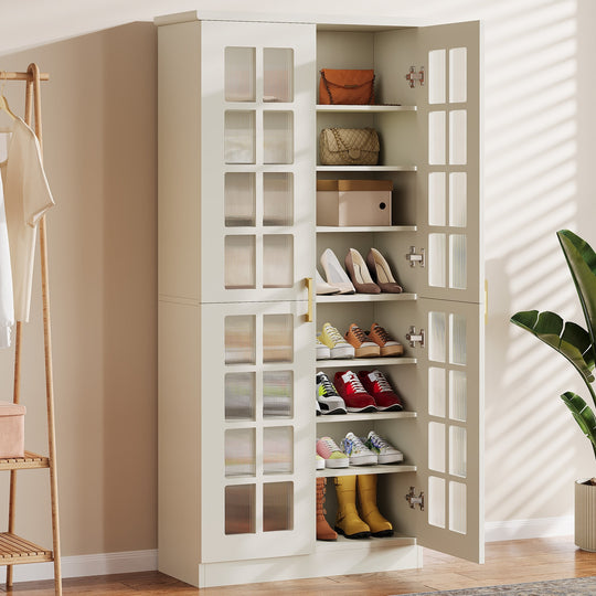 8-Tier Modern Shoe Storage Cabinet with Doors and Adjustable Shelves