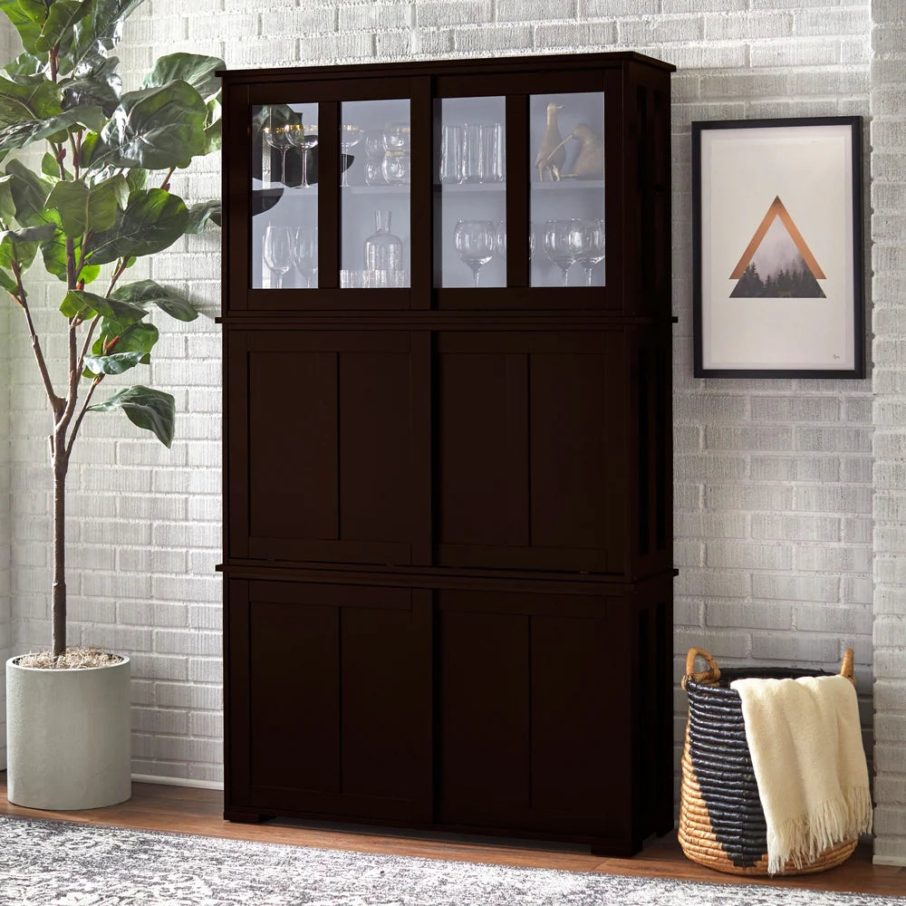 Jefferson Sliding Glass Door Stackable China Cabinet