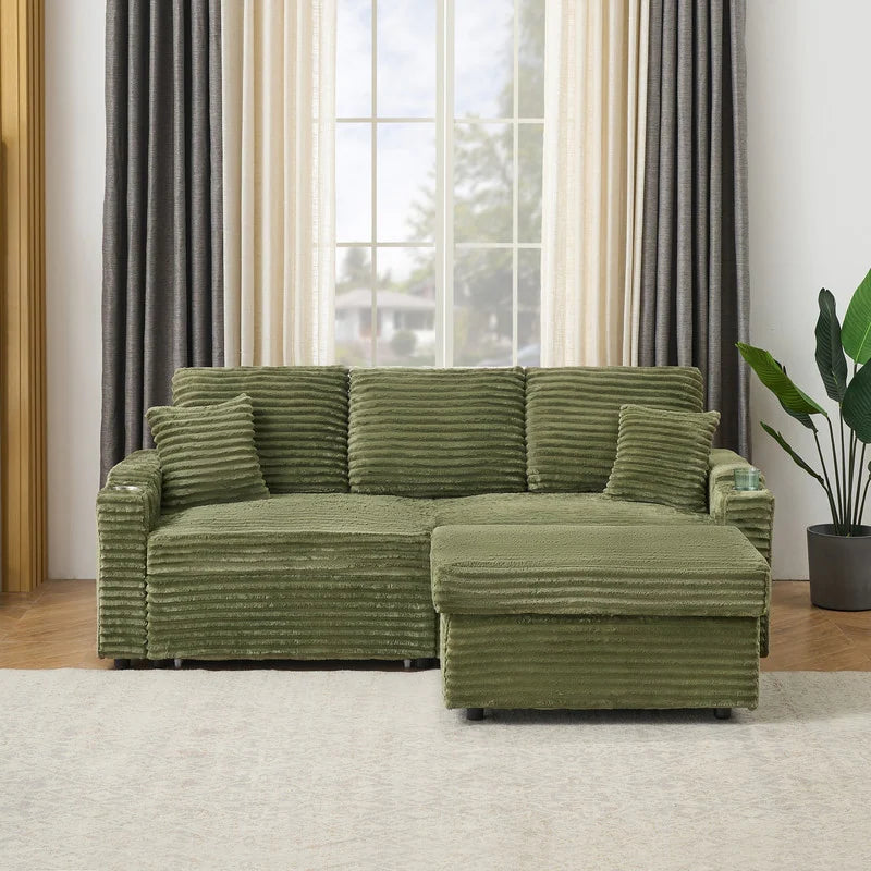 80" Cordylona Sofa, Cup Holder, Ottoman Storage