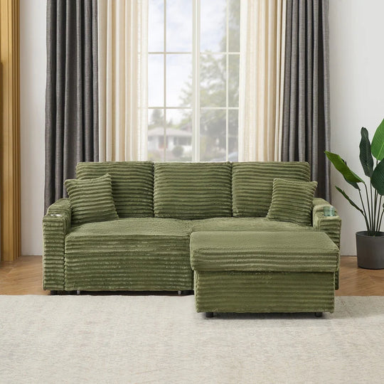 80" Cordylona Sofa, Cup Holder, Ottoman Storage