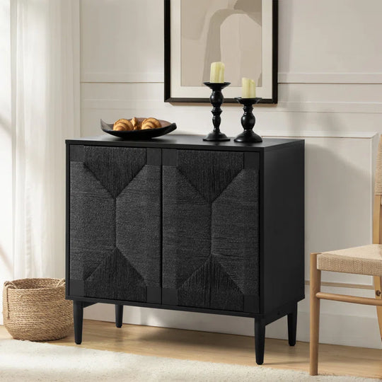 Carreiro 32"W Woven Transitional 2-Door Accent Cabinet