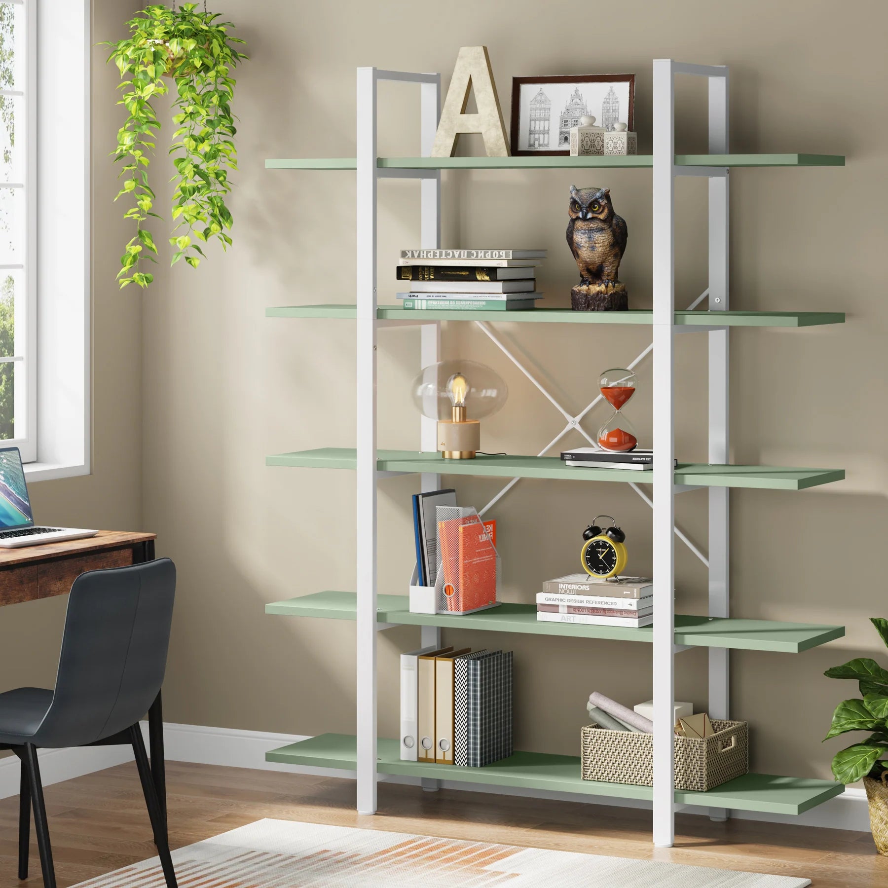 5-Tier Bookshelf, Vintage Industrial Style Bookcase