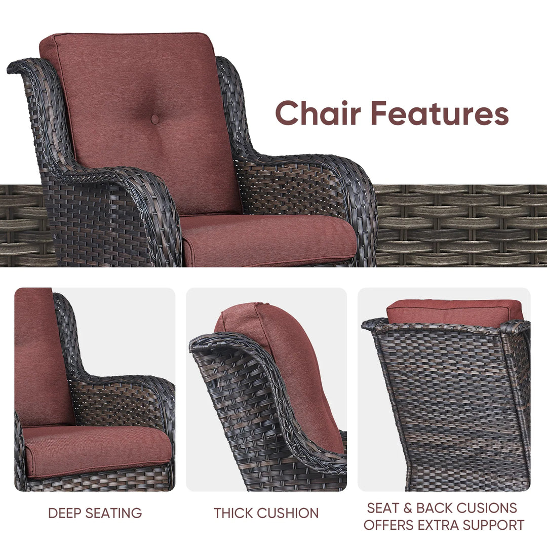 Outdoor Wicker High Back Club Chair with Cushions (Set of 2)