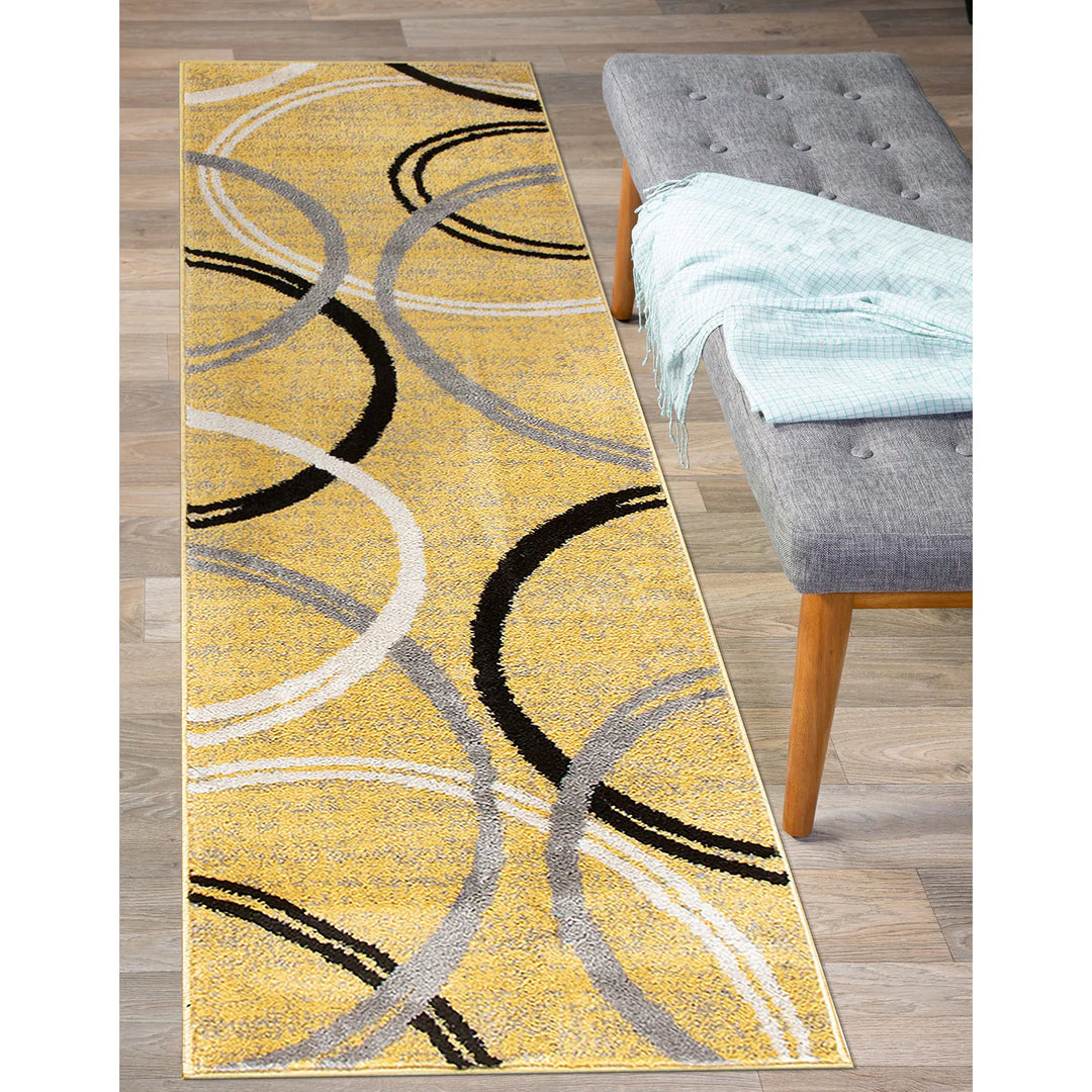 Contemporary Abstract Circles Design Area Rug