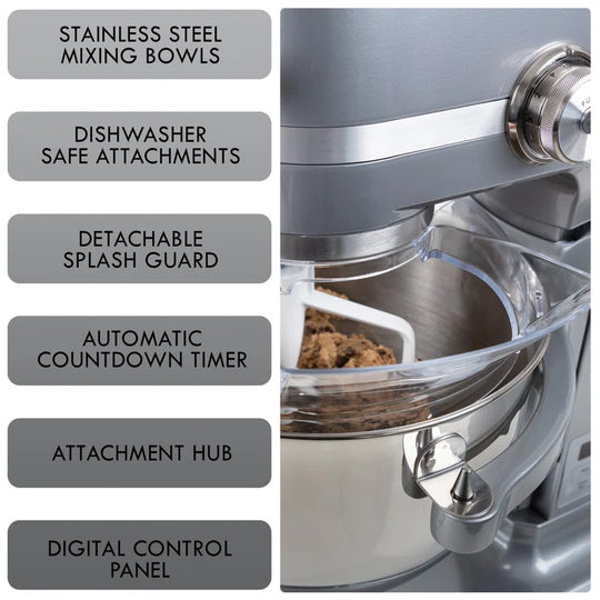 Elite 6 Qt Bowl-Lift Stand Mixer with Countdown Timer, 600 Watts