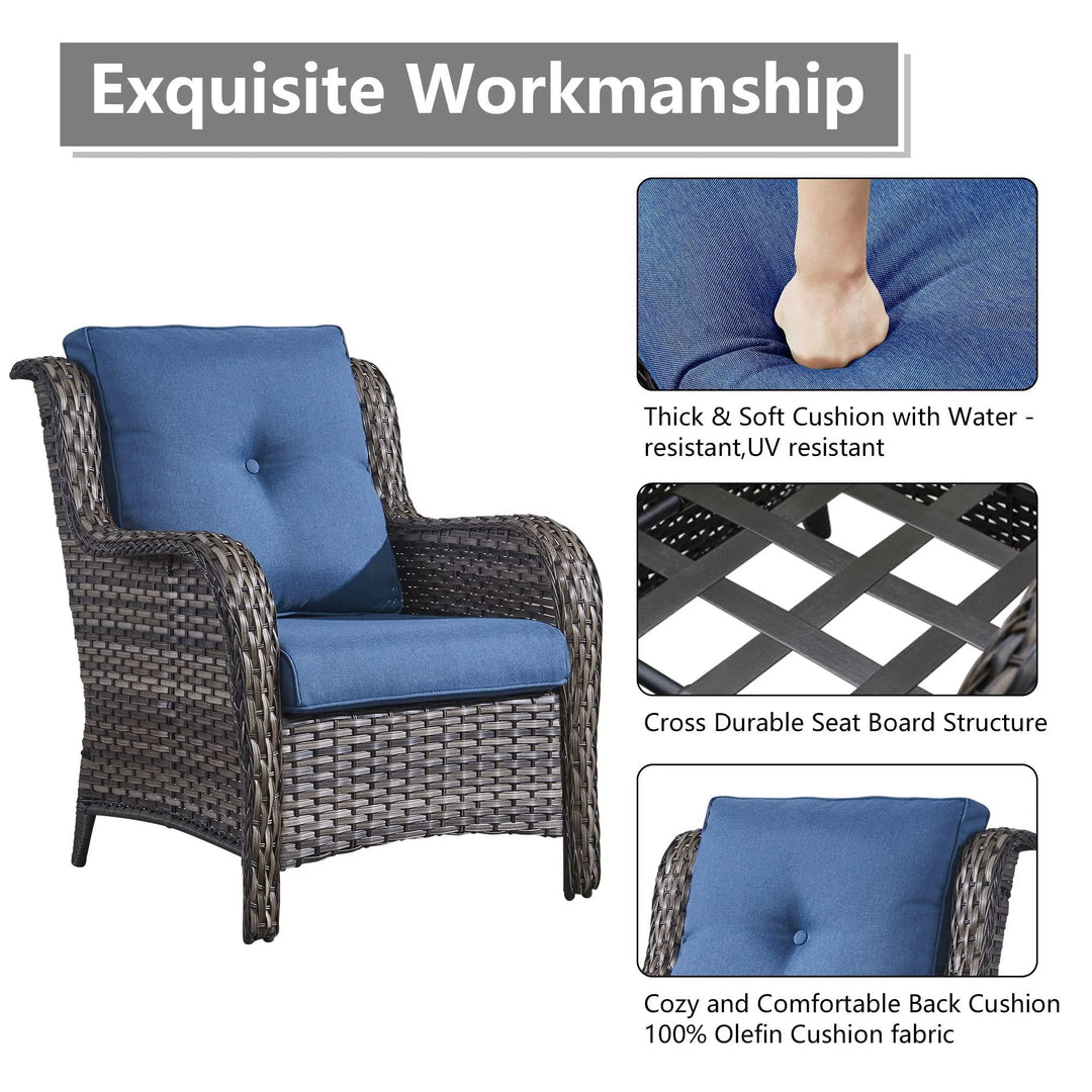 Outdoor Wicker High Back Club Chair with Cushions (Set of 2)