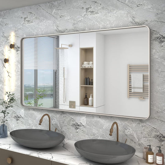 Aluminum Alloy Framed Tempered Glass Wall Decor Vanity Bathroom Mirror