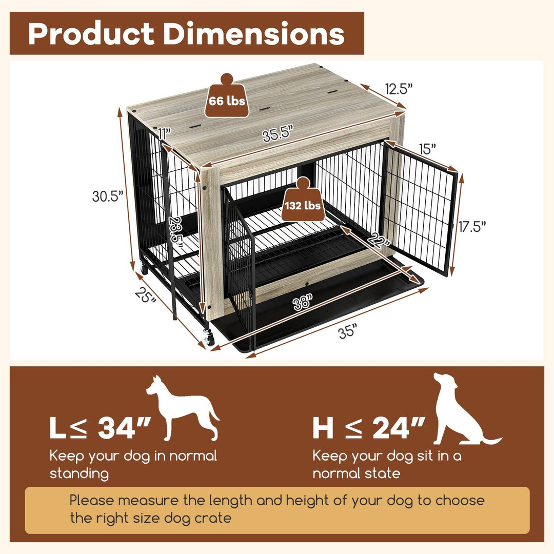Dog Crate Furniture Industrial Dog Kennel W/ Flip-Up Top